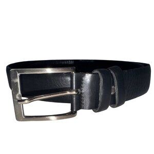 Made in Italy Mens Belt Sz 115 (US 38) Black Leather Smooth Dress Biz Classic